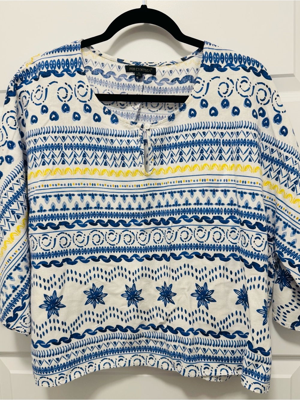 FOR CYNTHIA  Blue & Yellow Printed Top